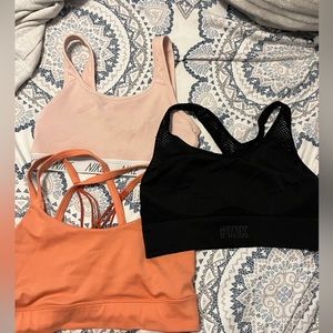 3 different color/brand sports bras